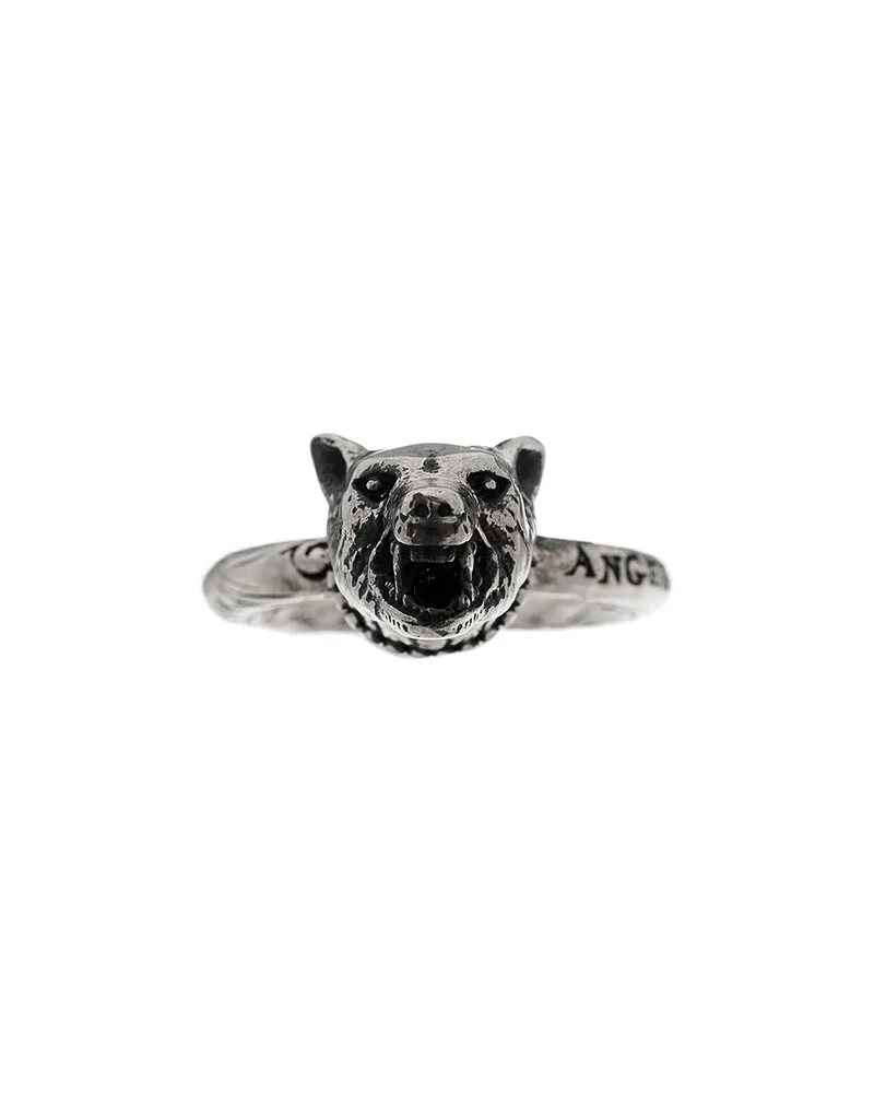 Gucci Silver Anger Forest Wolf Head Ring 52 6 (Authentic Pre-Loved Nocolor