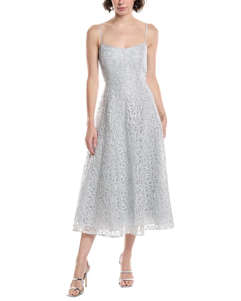 THEIA Tulle Midi Dress Metallic