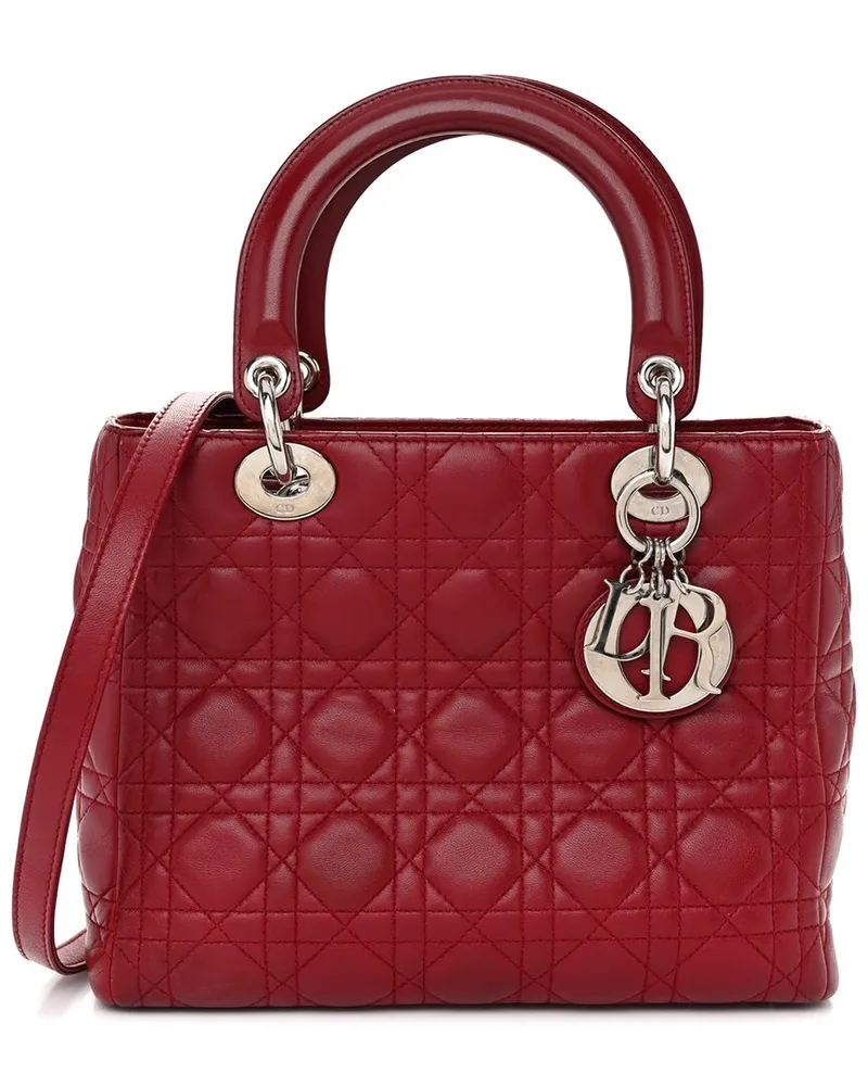 Dior Burgundy Cannage Leather Lady Dior (Authentic Pre-Loved Nocolor