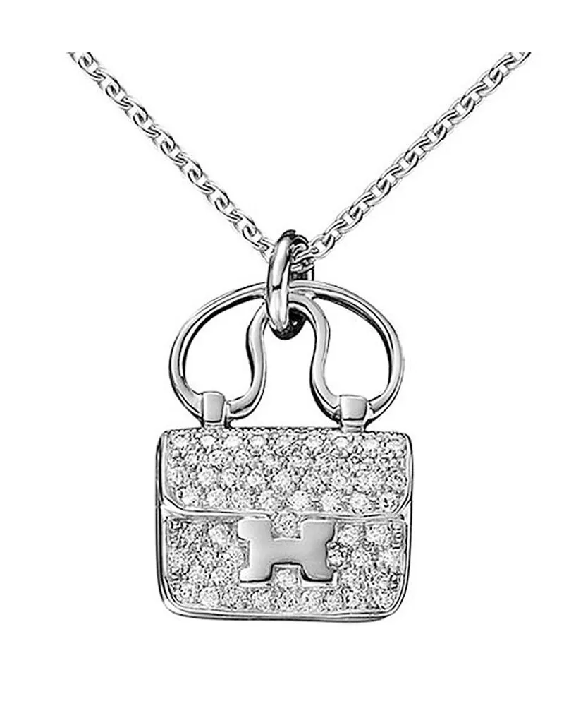 Hermès 18K 0.29 ct. tw. Diamond Constance Charm Pendant Necklace (Authentic Pre-Loved Nocolor