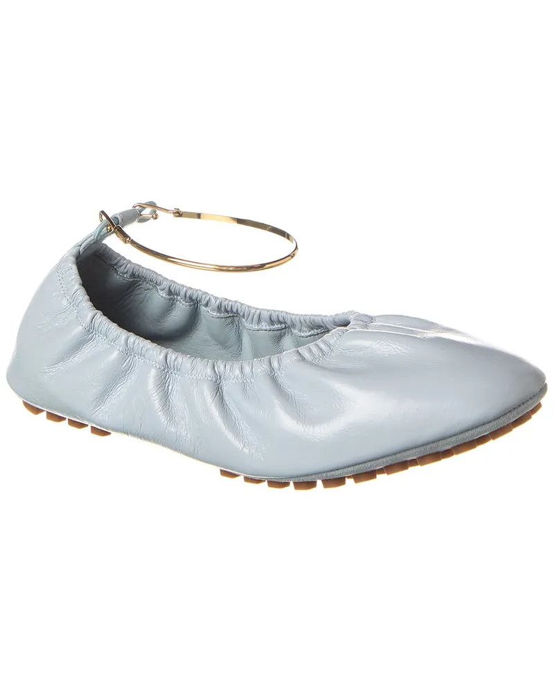 Fendi Filo Leather Ballerina Flat Blue