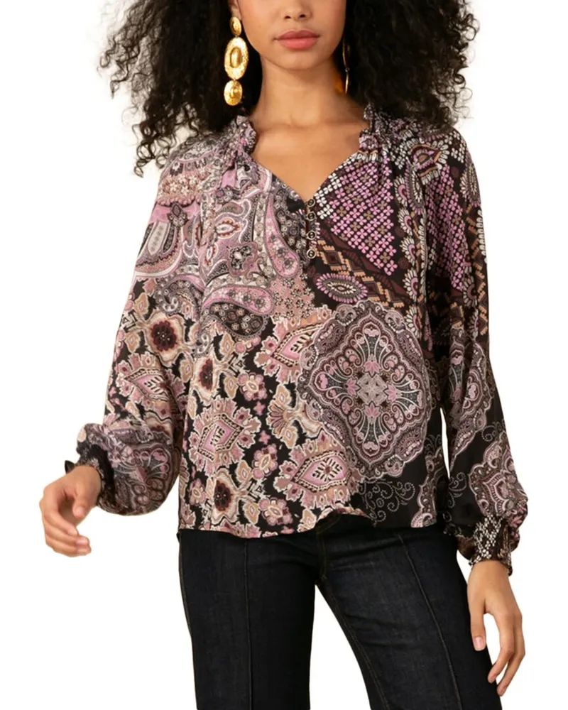 Hale Bob Laura Silk Blouse Black