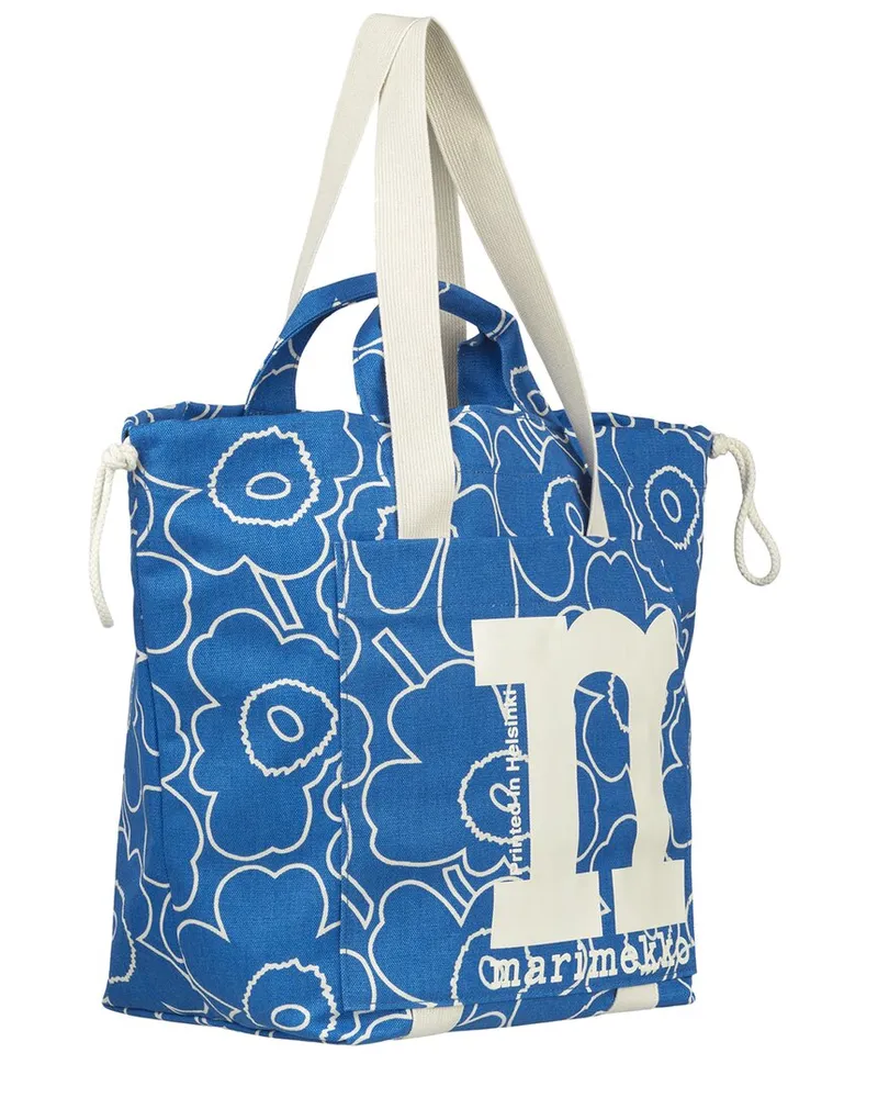 Marimekko Mono City Tote Piirto Unikko Shoulder Bag Blue