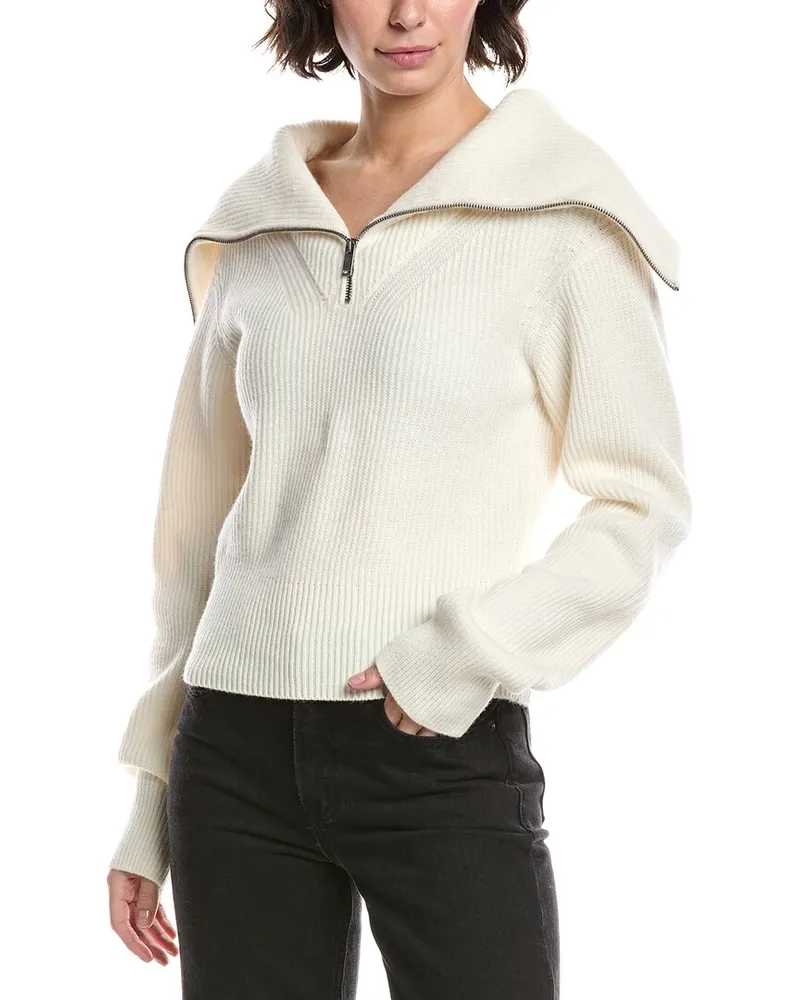 7 for all mankind 1/2-Zip Wool Sweater White