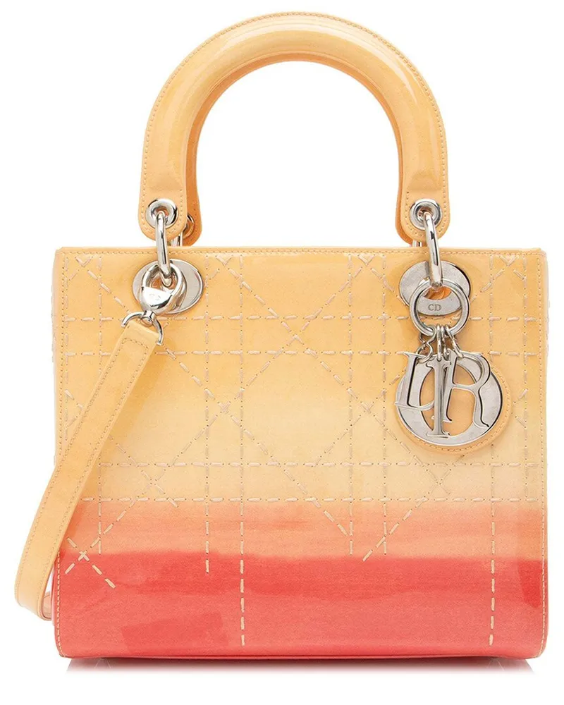 Dior Pink Patent Leather Ombre Lady Medium Tote (Authentic Pre-Loved Nocolor