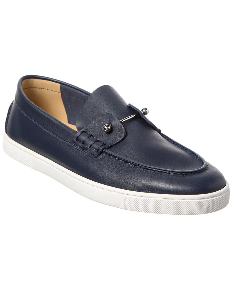 Christian Louboutin Chambeliboat Leather Boat Shoe Blue