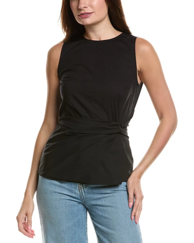 Jason Wu Twist Woven Top Black