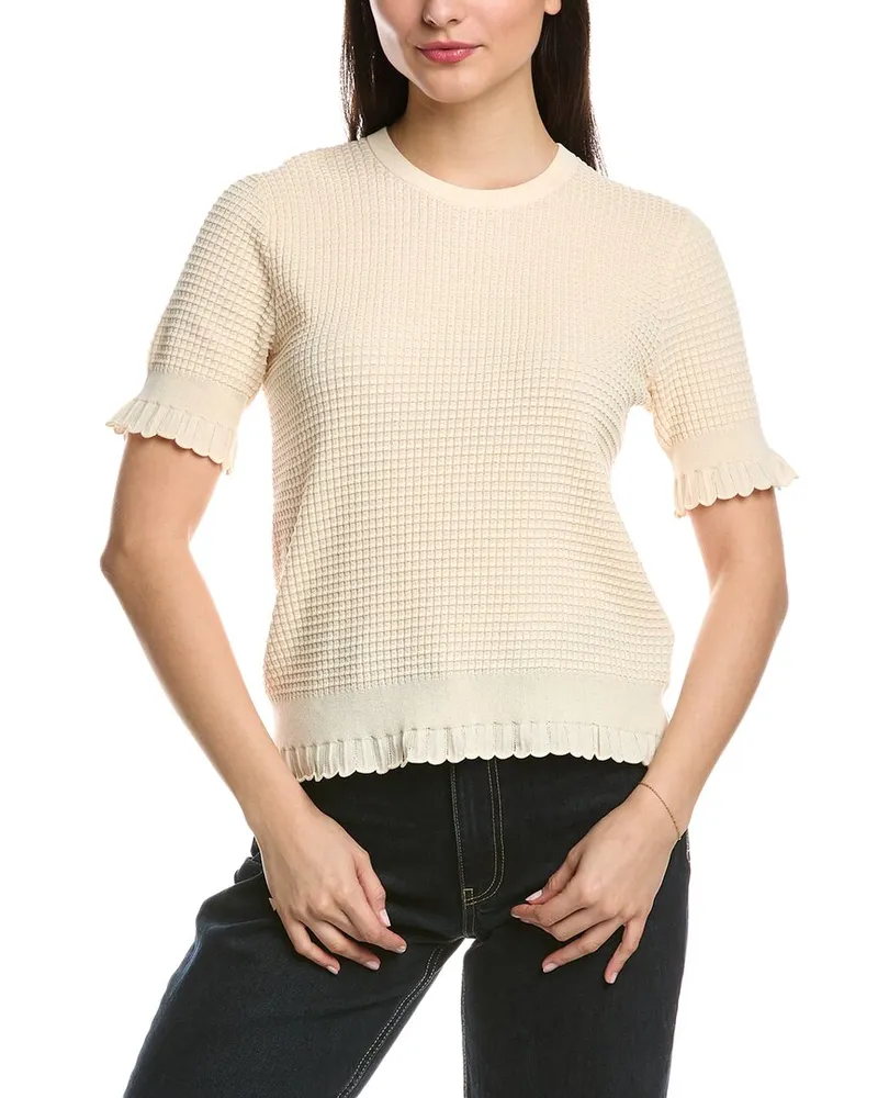 Theory Lace Trim Sweater White