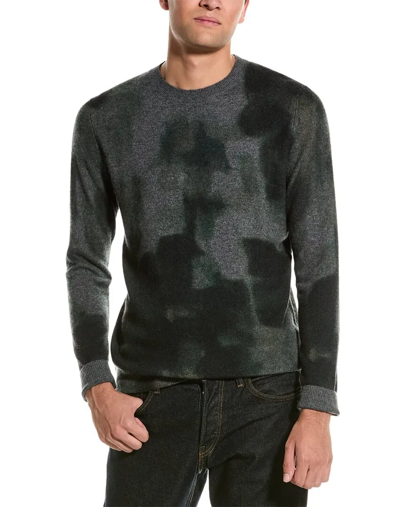 Autumn Cashmere Watercolor Wool & Cashmere-Blend Crewneck Sweater Green