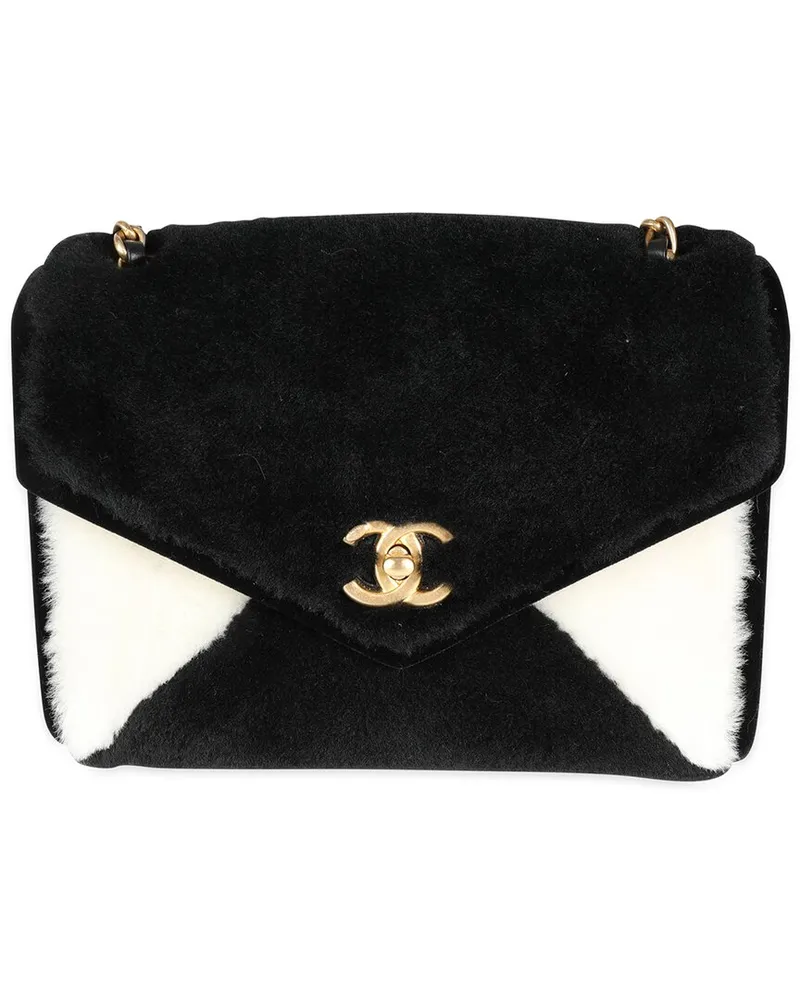 Chanel Black & White Shearling Small Single Flap Bag (Authentic Pre-Loved Nocolor