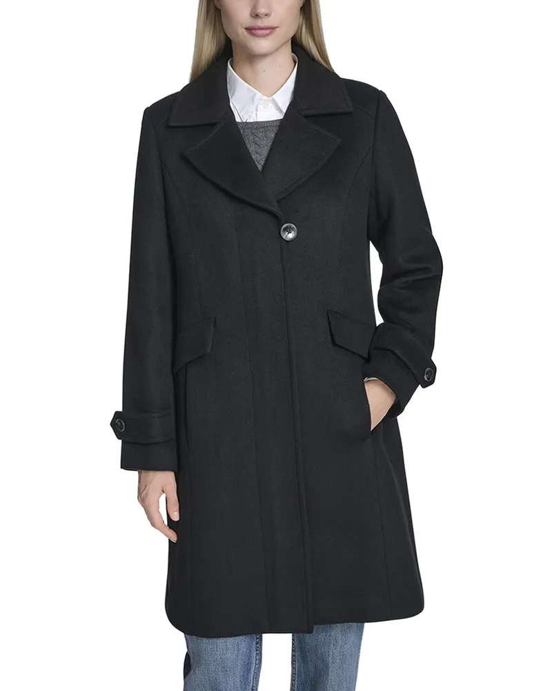 COLE HAAN Wool-Blend Coat Black