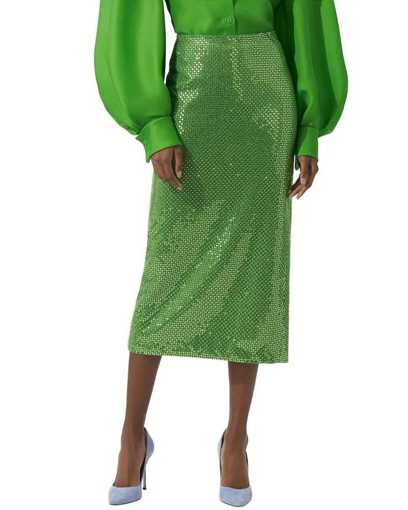 Carolina Herrera New York Embellished Midi Skirt Green