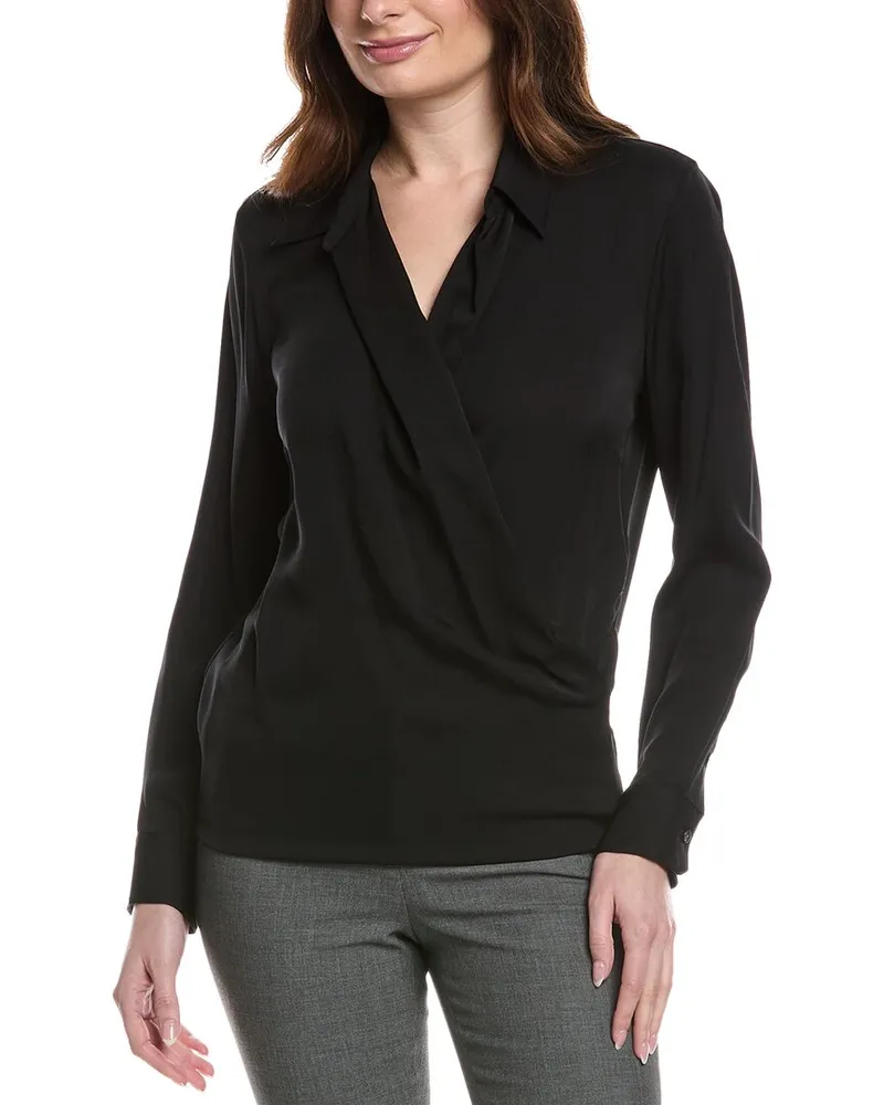 Theory Wrap Silk Blouse Nocolor