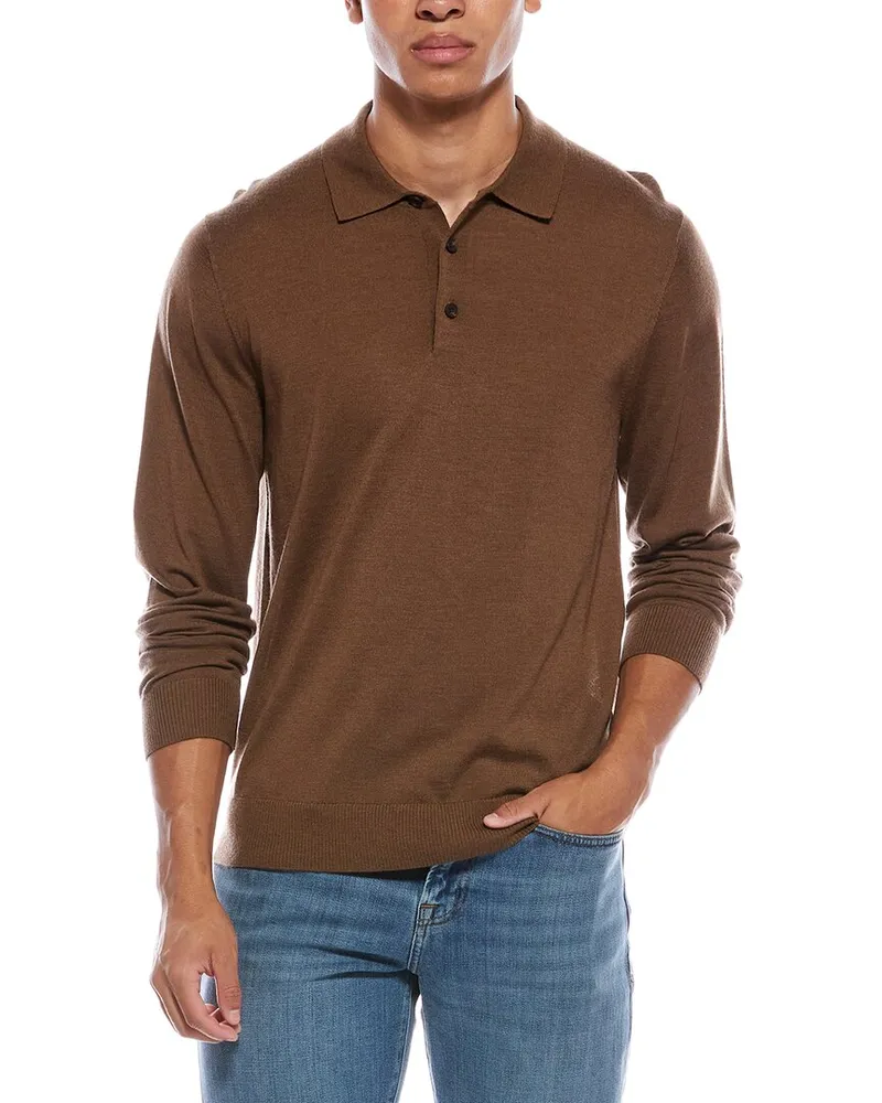 Vince Wool Polo Sweater Brown