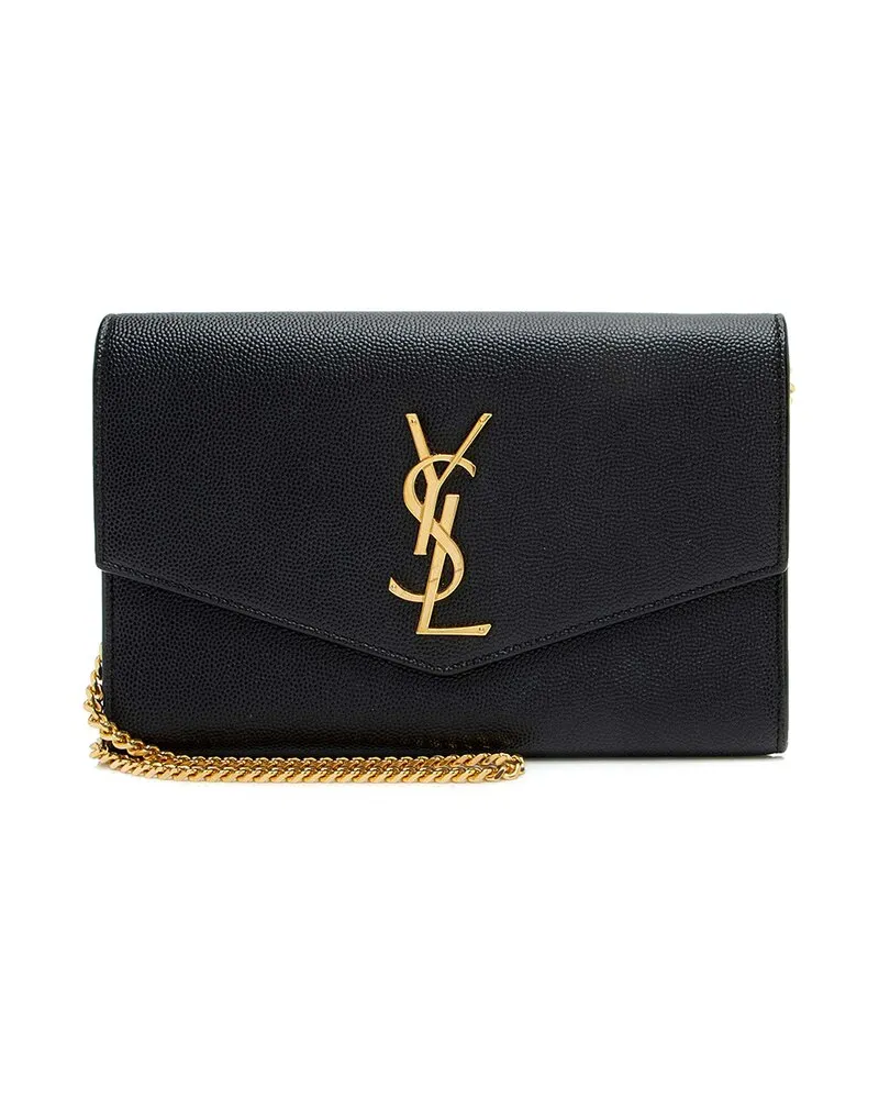 Saint Laurent Black Leather Monogram Uptown Chain Wallet (Authentic Pre-Loved Nocolor