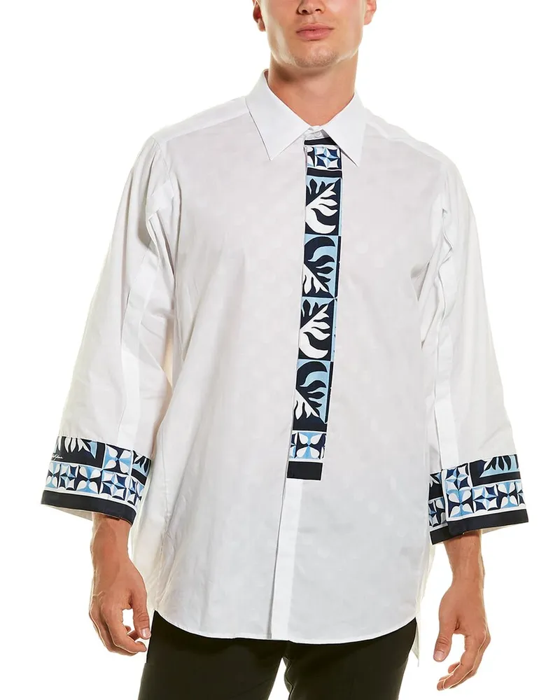 Dolce & Gabbana Majolica Print Mazzini Fit Woven Shirt White