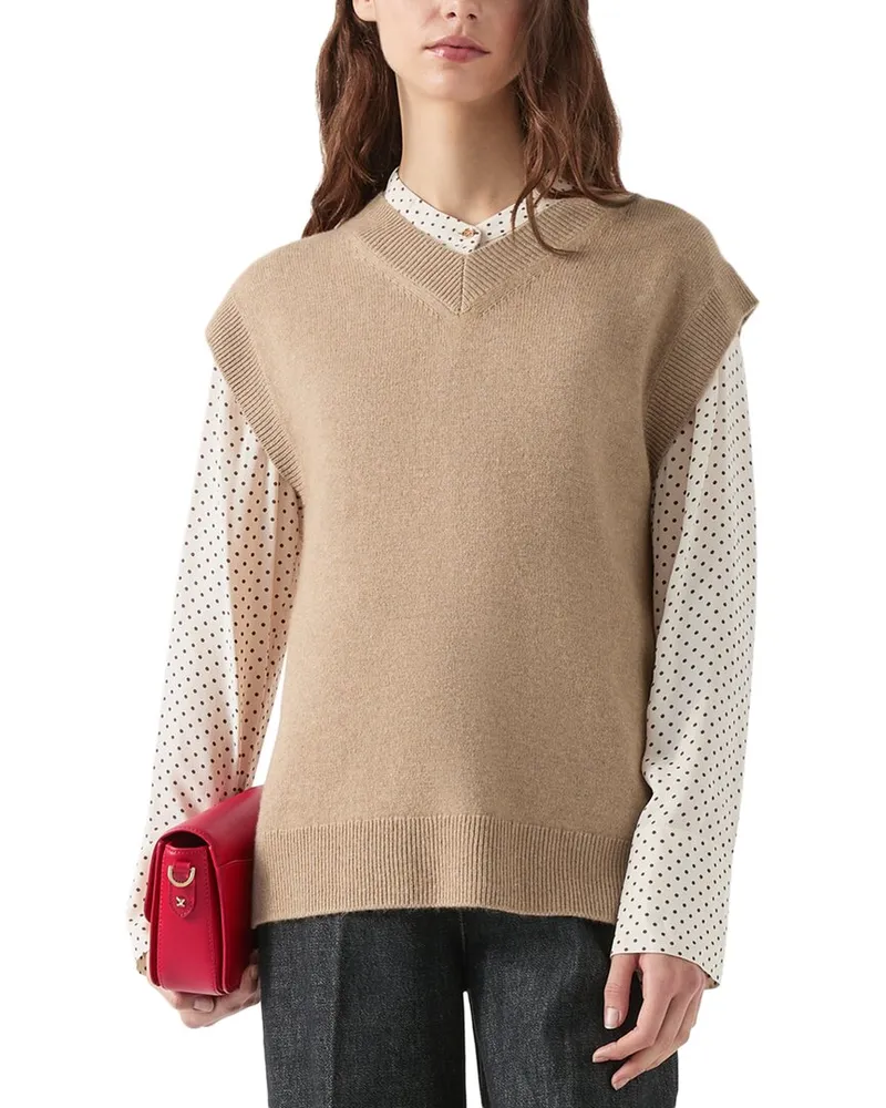 L.K.Bennett  Nila Wool & Cashmere-Blend Knitted Top Brown