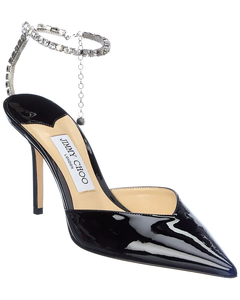 Jimmy Choo Saeda 85 Patent Pump Black