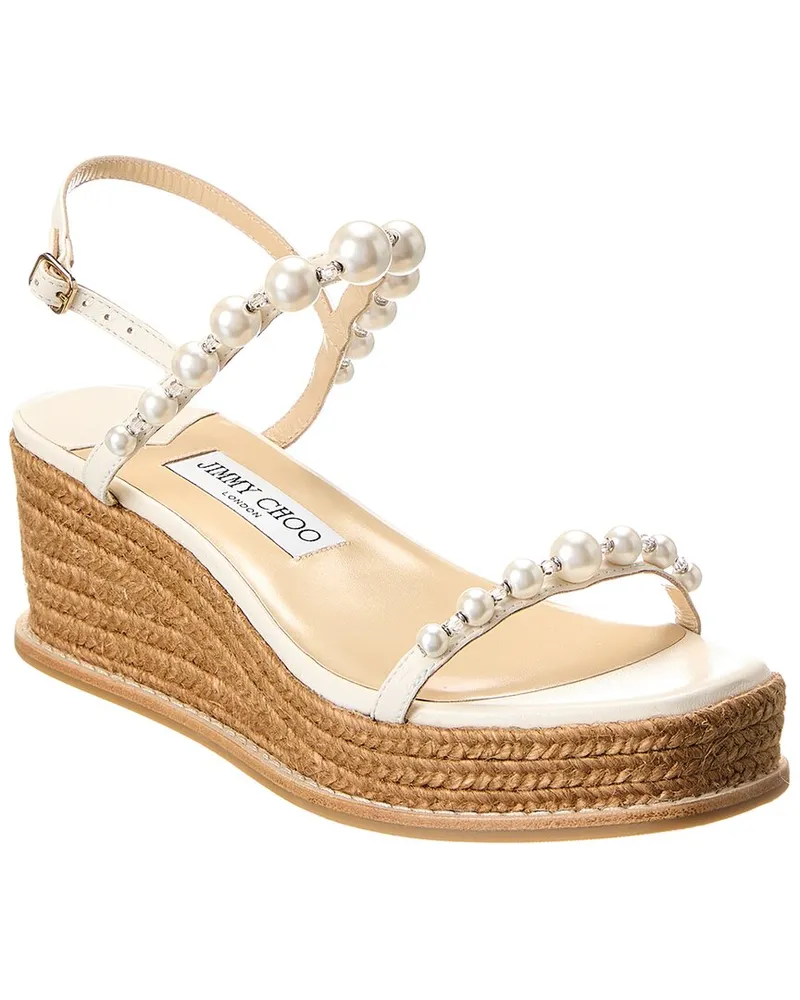 Jimmy Choo Amatuus 60 Leather Wedge Sandal White