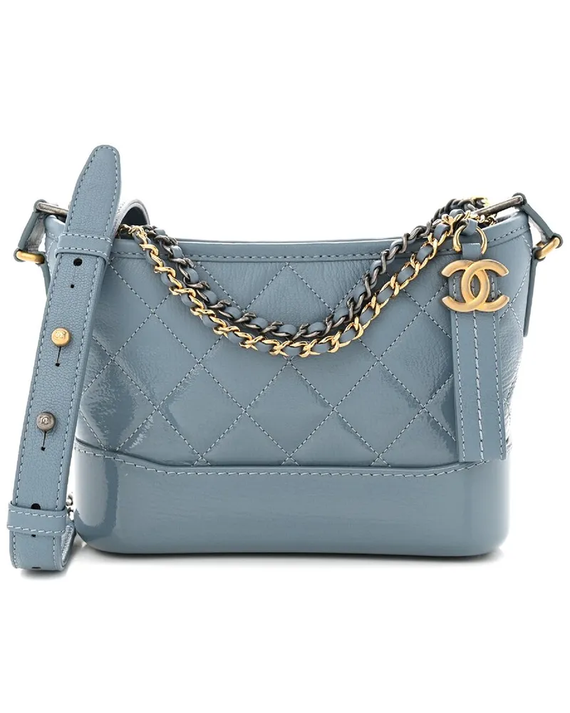 Chanel Blue Leather Quilted Small Gabrielle Hobo Bag (Authentic Pre-Loved Nocolor