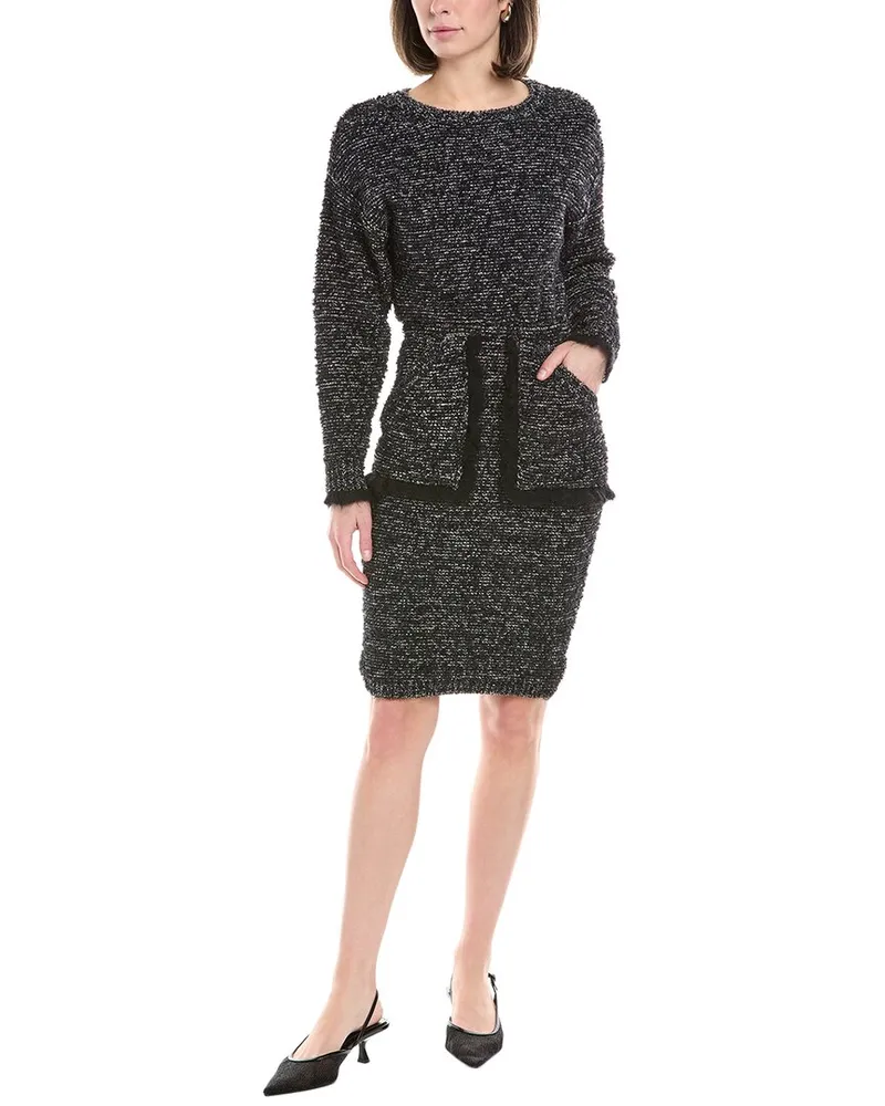 Elisabetta Franchi Boucle Wool-Blend Sweaterdress Black