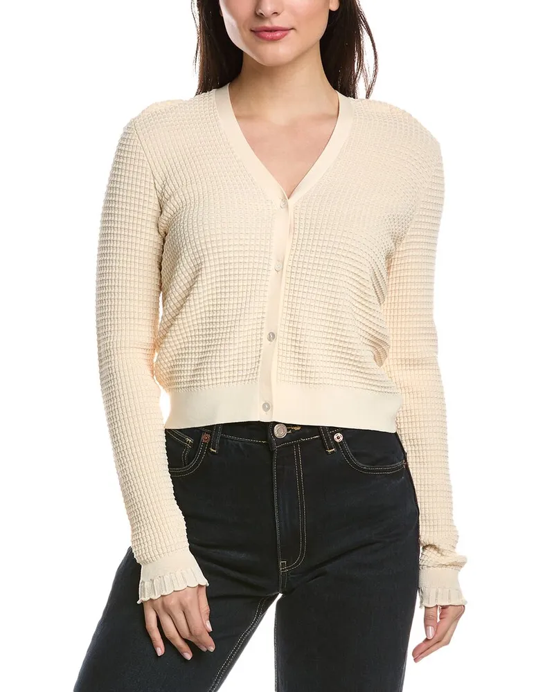Theory Lace Trim Cardigan White