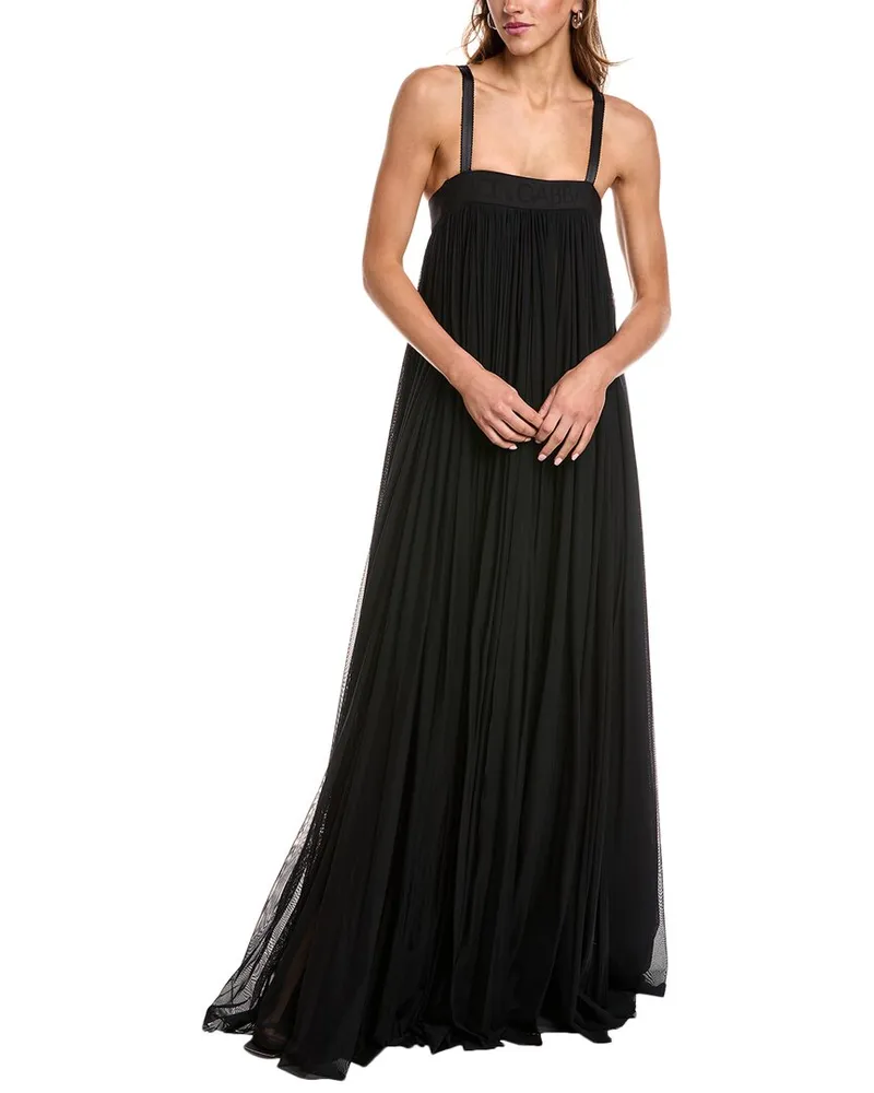 Dolce & Gabbana Gathered Mesh Gown Black