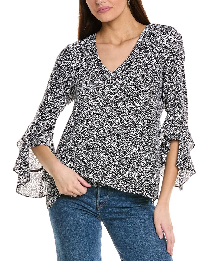 Vince Camuto Flutter Sleeve Tunic Blouse Black