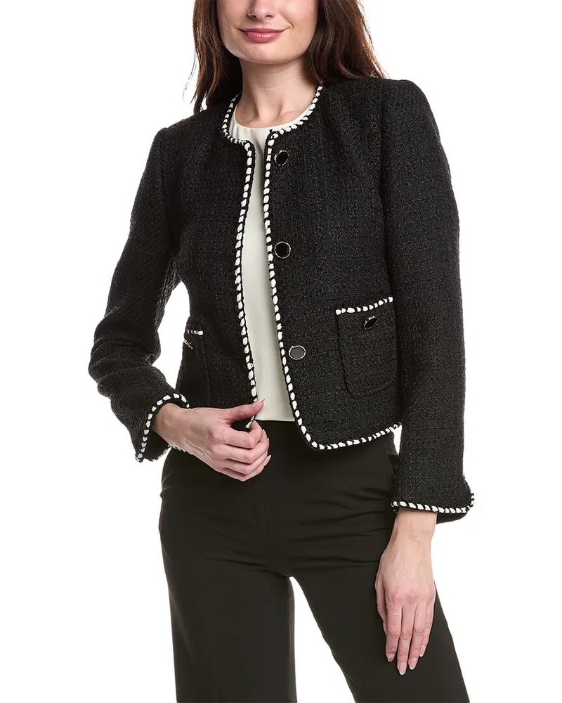 Joseph Ribkoff Cropped Wool-Blend Jacket Black