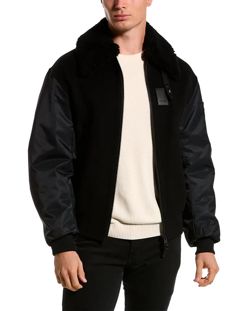 Mackage Leonard Wool Bomber Jacket Black