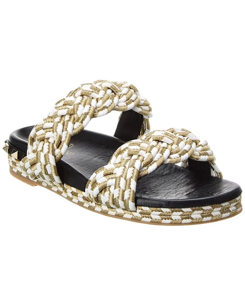Valentino Garavani Rope & Leather Sandal Gold
