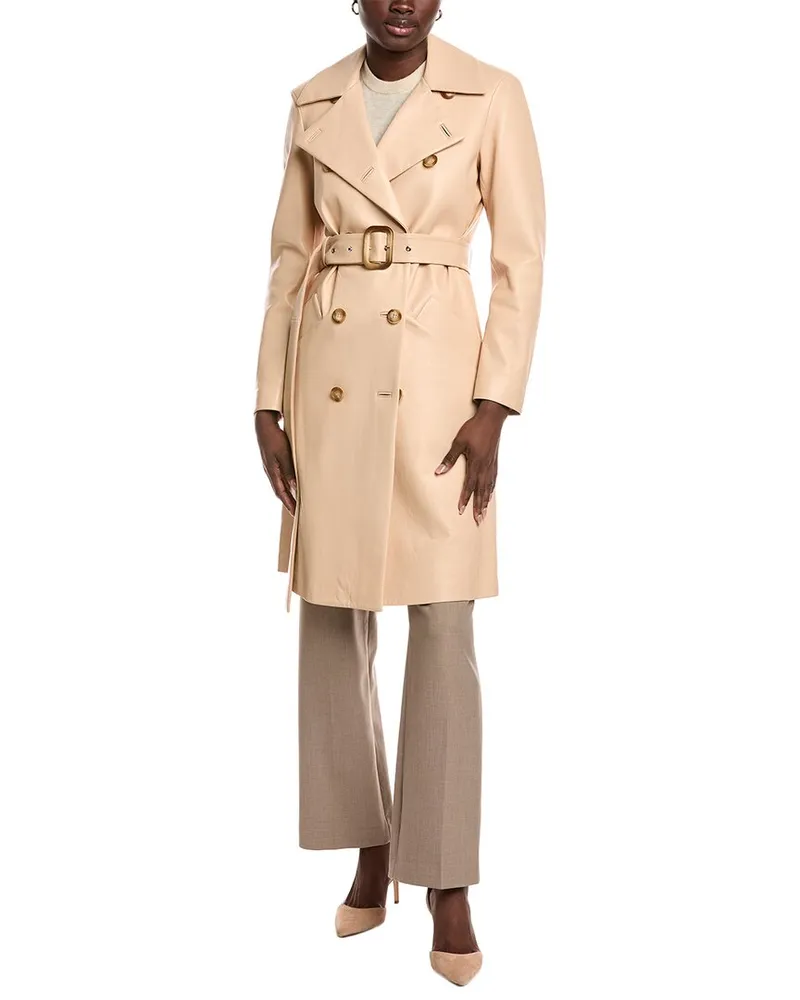 SPORTMAX Giostra Leather Trench Coat Beige