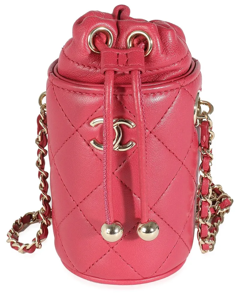 Chanel Pink Quilted Lambskin Micro Drawstring Bucket (Authentic Pre-Loved Nocolor