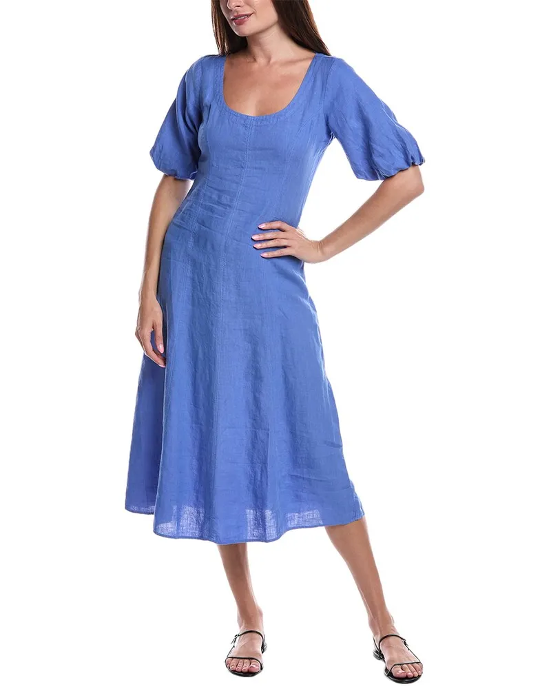 Nation Ltd Narda Balloon Sleeve Linen Midi Dress Purple