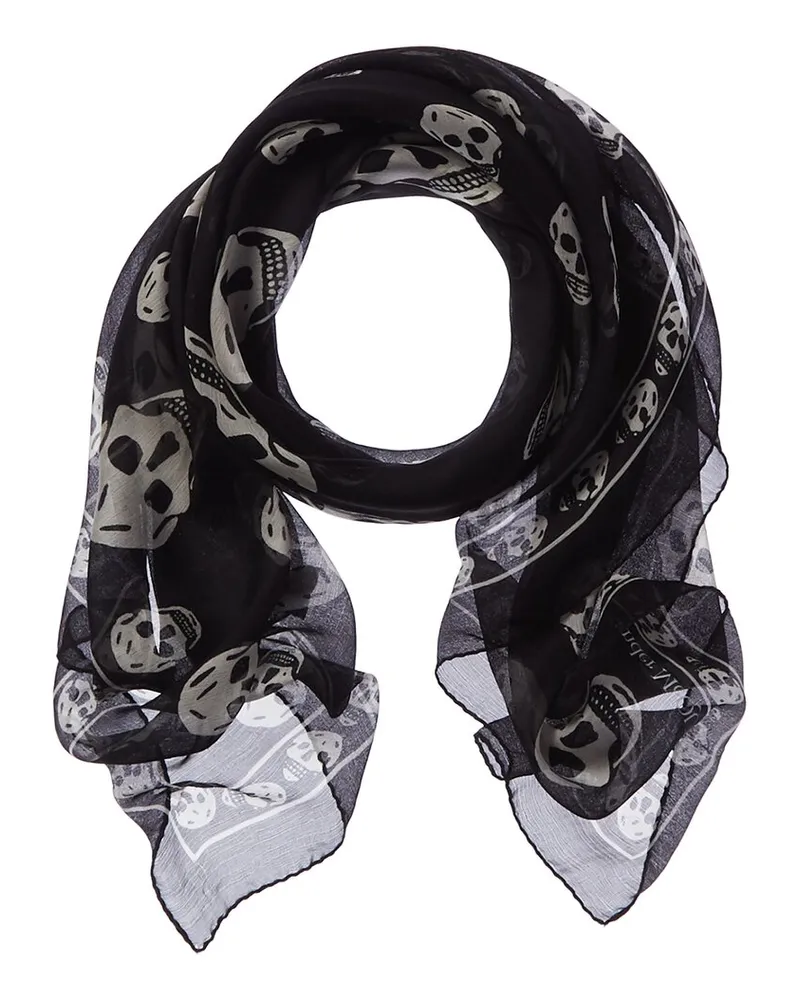 Alexander McQueen Skull Silk Scarf Black