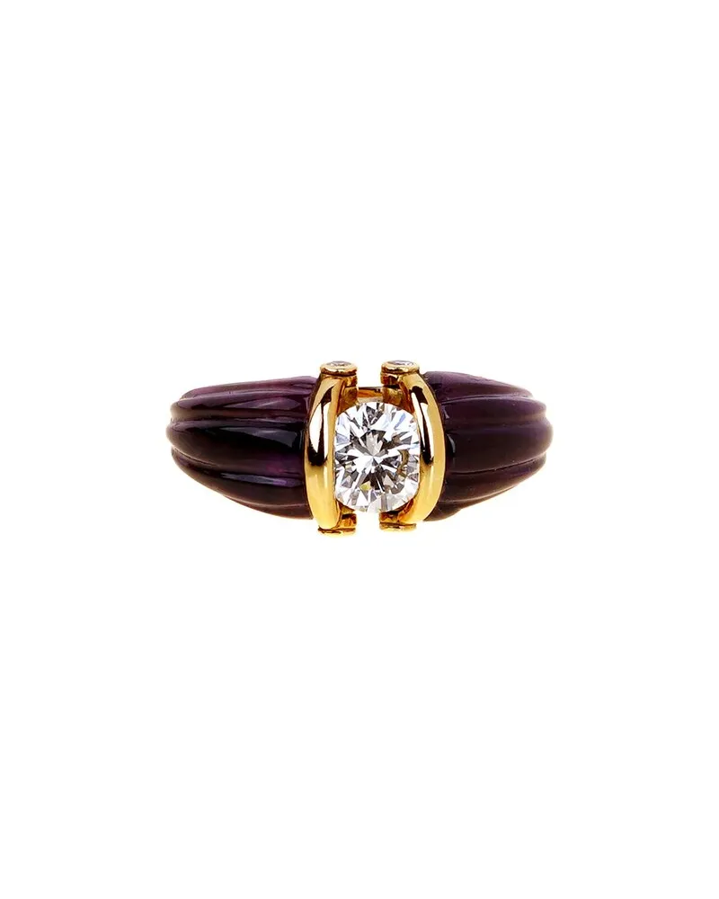 Dior 18K 5.14 ct. tw. Diamond & Amethyst Solitaire Ring (Authentic Pre-Loved Nocolor