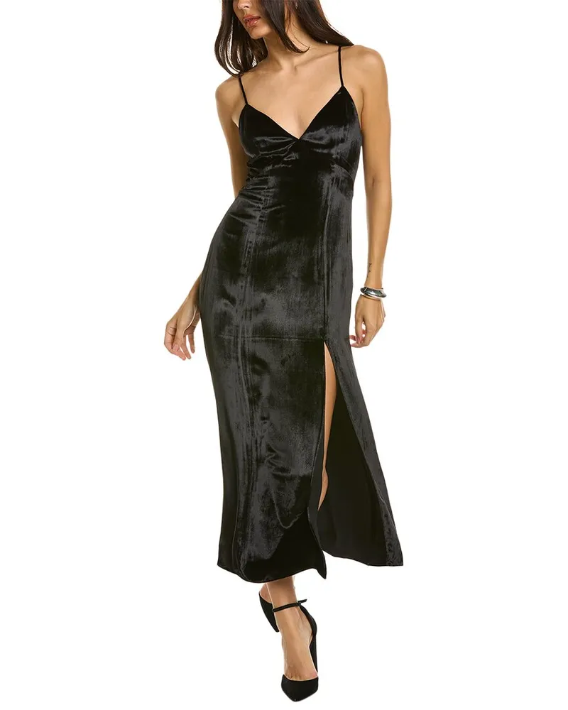 Alice + Olivia Julietta Silk-Blend Slip Dress Black