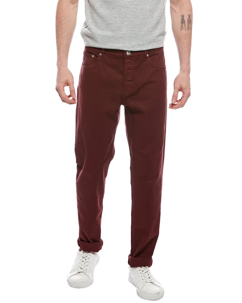 Brunello Cucinelli Dark Red Traditional Fit Jean Nocolor