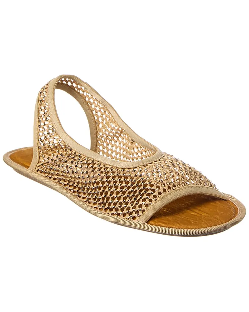 Ferragamo Anio Crystal Mesh Slingback Sandal Beige