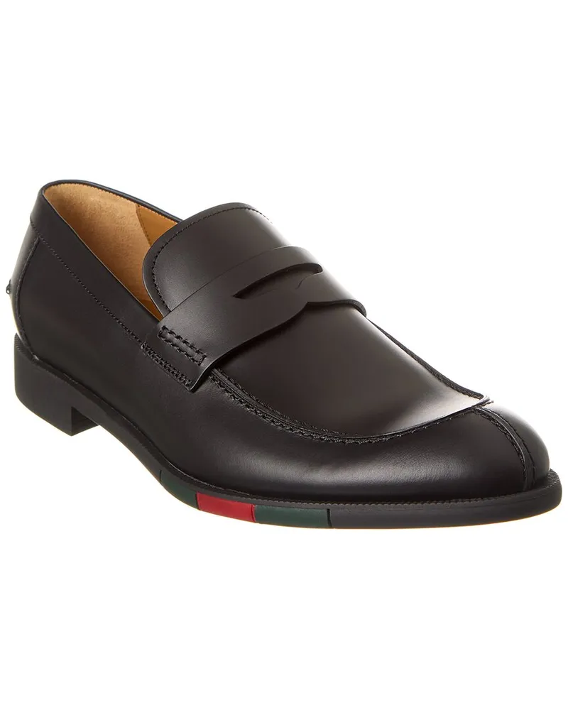 Gucci Web Leather Loafer Black