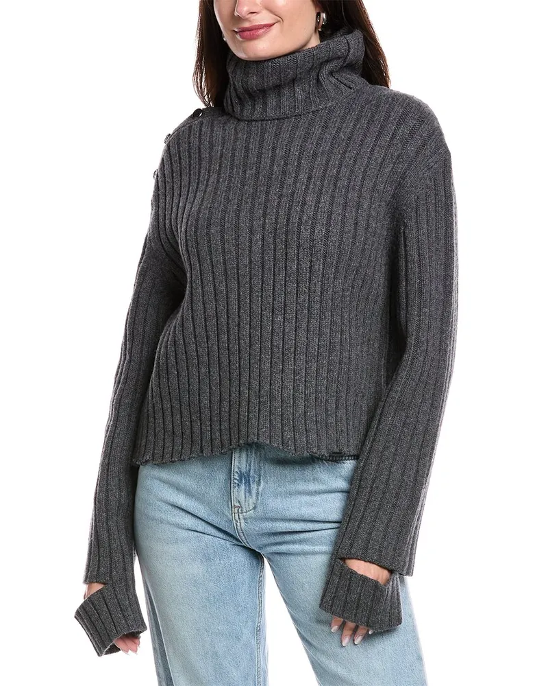 Helmut Lang Turtleneck Wool-Blend Sweater Grey