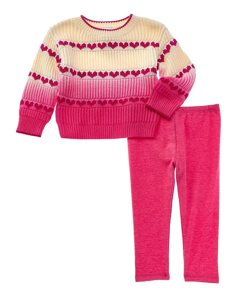 Splendid 2pc Ombre Hearts Sweater & Legging Set Pink