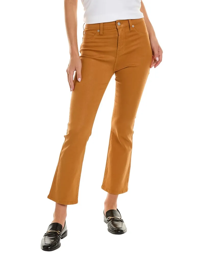 7 for all mankind Coated Golden Tan High-Rise Slim Kick Jean Brown