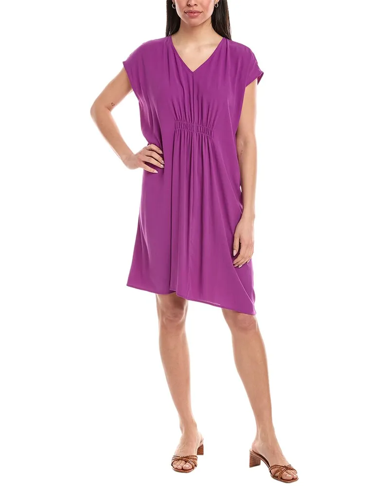Eileen Fisher Petite Silk Mini Dress Purple