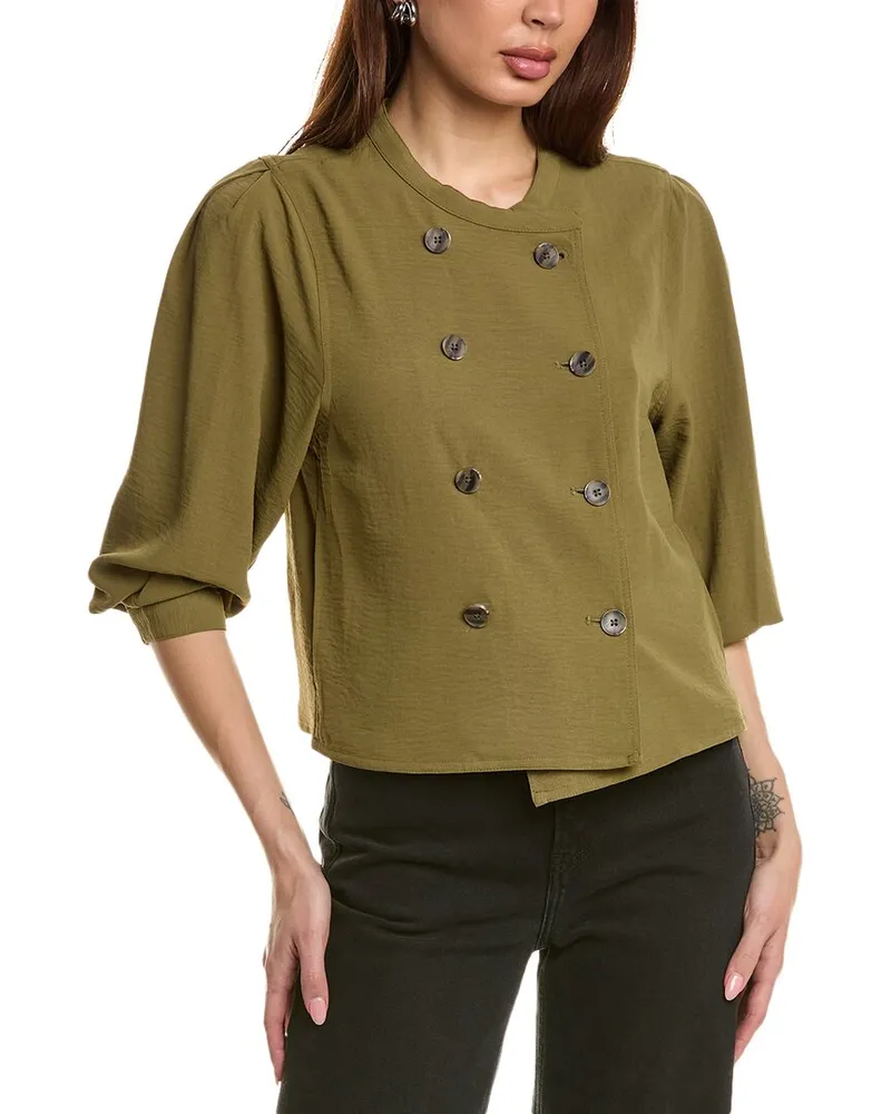 Vince Camuto Double Breasted Top Green