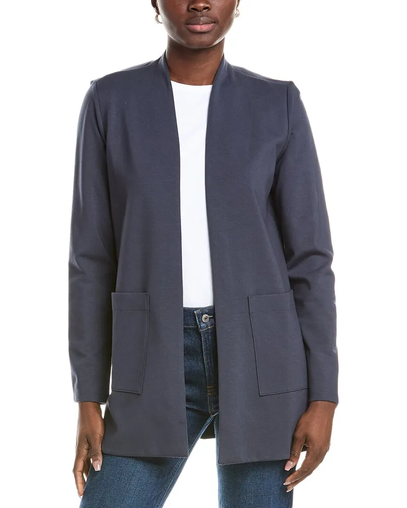 Eileen Fisher Petite High Collar Long Jacket Nocolor