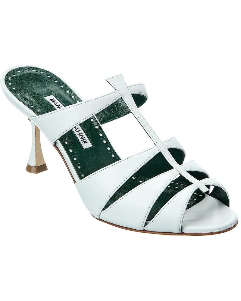 Manolo Blahnik Nooramu 70 Leather Sandal White
