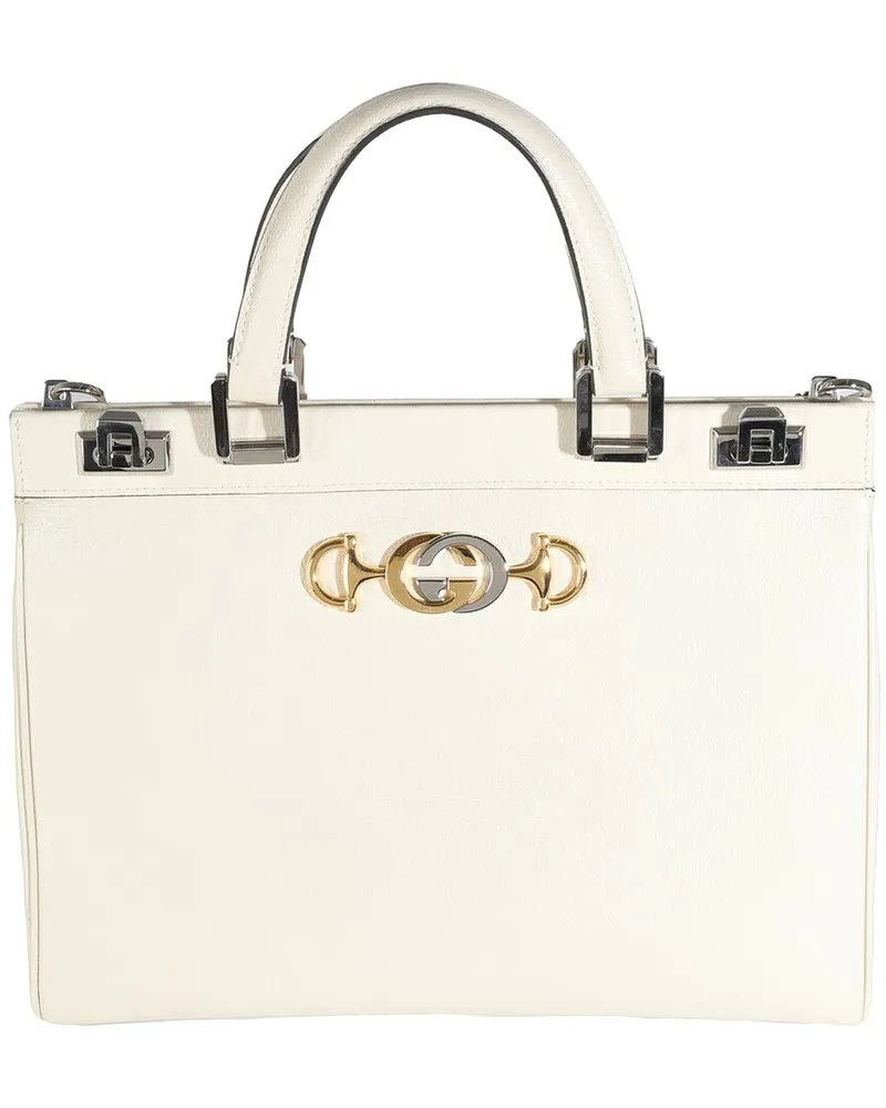 Gucci White Leather Medium Zumi Top Handle Bag (Authentic Pre-Loved Nocolor