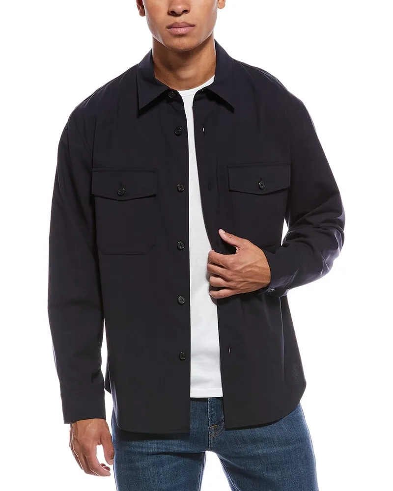 Theory Garvin Wool-Blend Shirt Jacket Blue