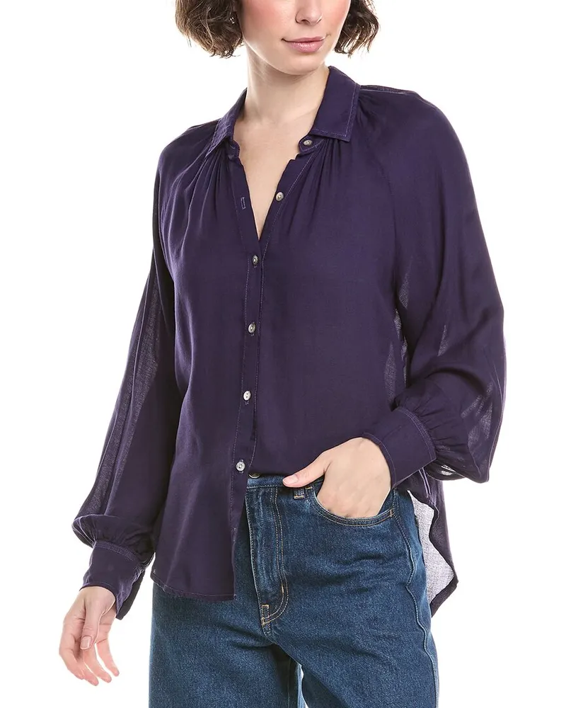 Bella Dahl Raglan Button-Up Shirt Blue